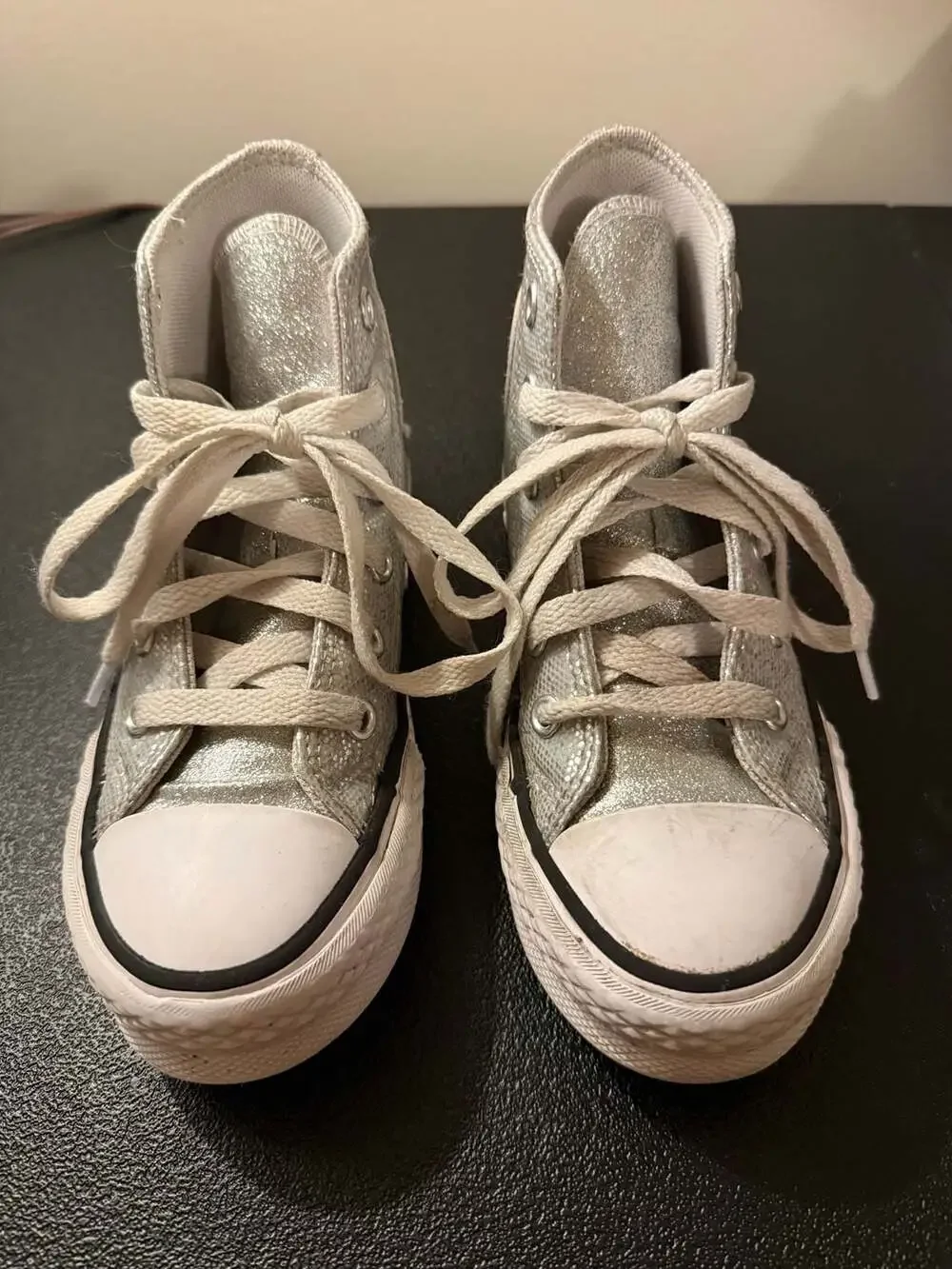 Converse Chuck Taylor All Star Lift Disco Glitter High Top Youth Silver-12
